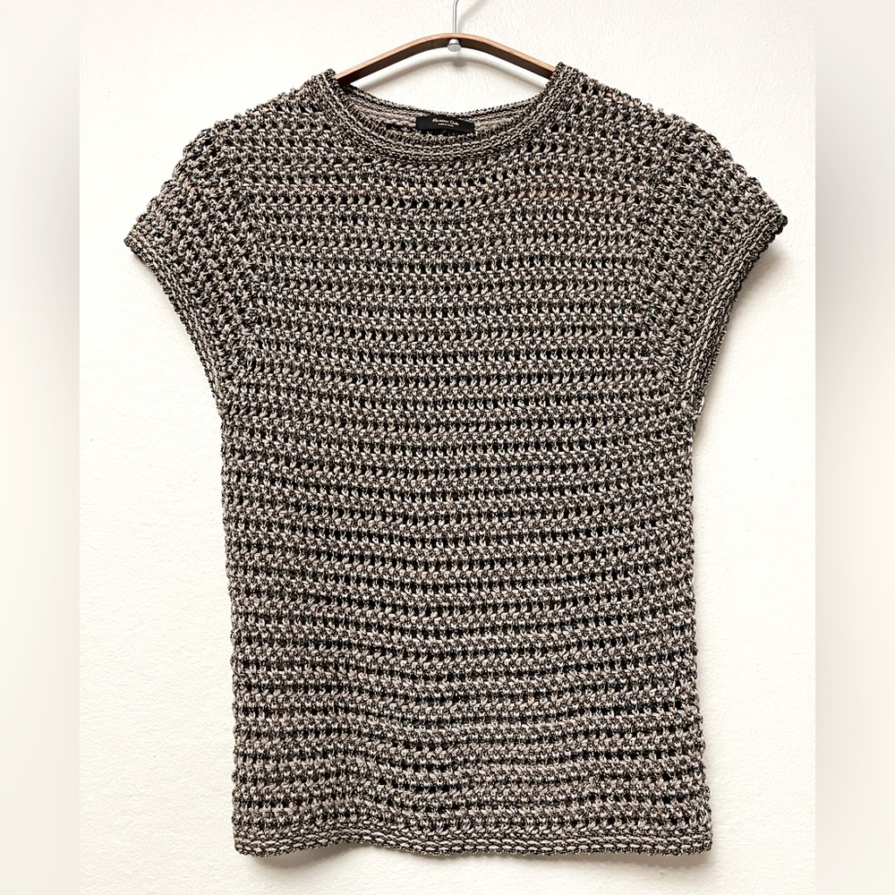 Massimo Dutti Shimmery Thread Open Knit Sweater in Grau, Sz M